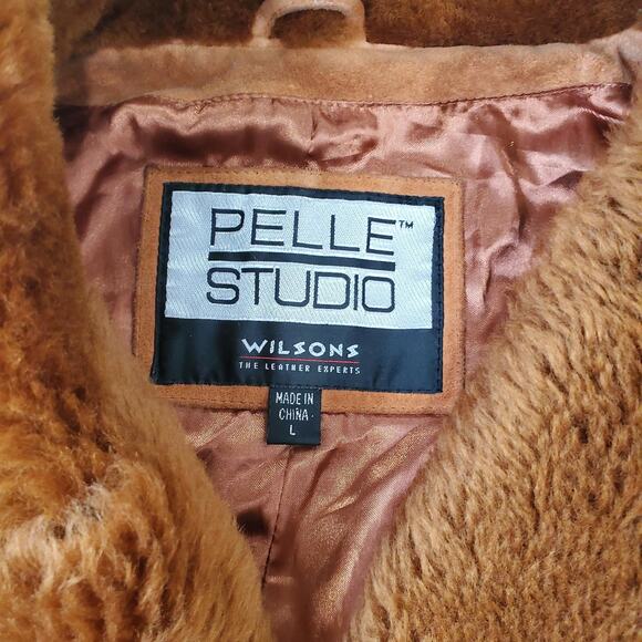 Vintage Penny Lane Coat Pelle Studio Wilsons Womens Large Tan Suede Leather Long - Picture 2 of 16
